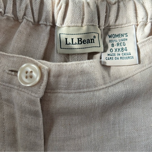 LL Bean | 100% Linen Tan Matching Set Size 8 Pants Small (Runs Large) Top - Picture 3 of 10